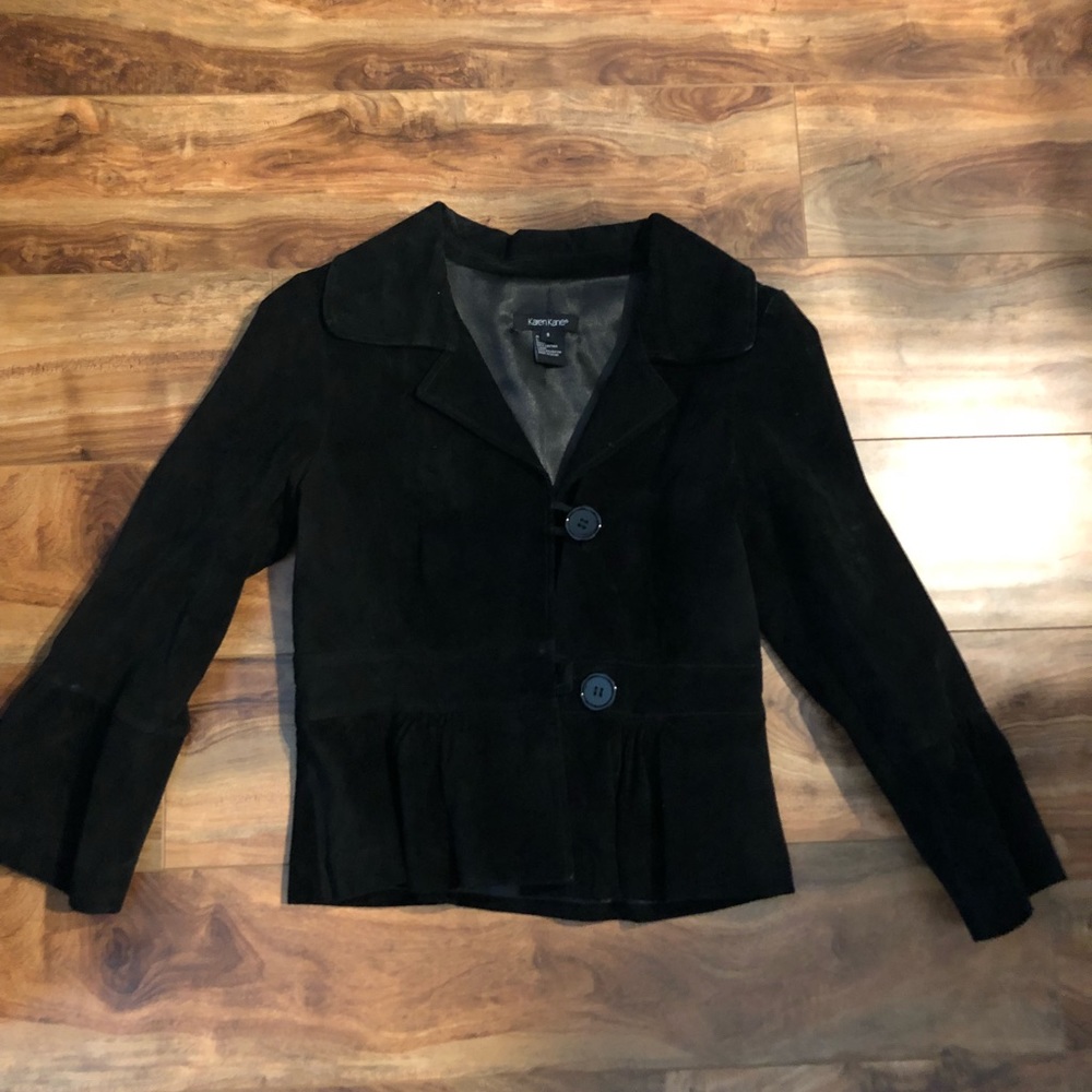 Genuine Suede Pea Coat with Flare